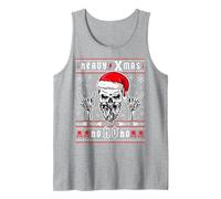 Heavy Xmas Un crâne avec Une Casquette de Noël Débardeur, Homme, Gris Chiné, XL
