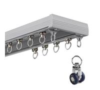 HeavyDu Système de rail à double plafond en aluminium pour cloisons de séparation de pièces et murales, idéal pour les chambres à coucher et les salles de séjour (gris, 4 m)