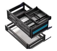 HeavyDutyPull OutCabinetOrganizerSlideOutDrawersforKitchen&BathroomStorageDurable CaddyforPantryOrganizationBlackKitchenDrawerSystem