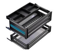 HeavyDutyPull-OutUnderCabinetShelveswithSoftCloseSlidesVersatileStorageSolutionsfor KitchenBathroomPantryOfficeBlackCountertopOrganizer