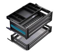 HeavyDutyPullOutUnderCabinetShelveswithSoftCloseSlidesforKitchenBathroomPantryOfficeDurableBlackPullOutStorageSolution