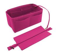 Heavyoff Organisateur de Sac à Main en Feutre, Sac de Rangement Intérieur Bag in Bag avec Porte-clés, Femmes Organisateur de Voyage Sac Cosmétique Rose rouge, M