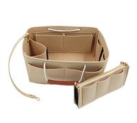 Heavyoff Organisateur de Sac à Main en Feutre, Sac de Rangement Intérieur Bag in Bag pour Femmes avec Sac à Fermeture éclaire Beige