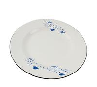 Heavyweight Enamel Dinner Plate Vintage-Style Floral Patterned Flat Dish Themed Restaurant Serving(26cm)