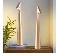 Hebangya Lot de 2 lampes de table sans fil à 3 niveaux de luminosité LED rechargeables portables tactiles pour restaurant/terrasse/bar/extérieur (doré)