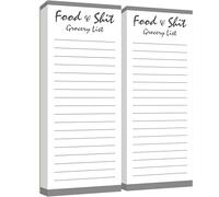 Hebayy 2 Paquets de Liste de Courses, Bloc-Notes Magnétique de 200 Feuilles, Liste de Courses Amusante Food & Shit, Memo Note à Déchirer, Planificateur de Tâches pour Réfrigérateur (7,6 cm x 20 cm)