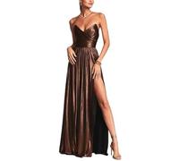 HEBE RUGS Robe de soirée sans Bretelles à épaules dénudées for Femmes, Robe de Cocktail Formelle à Fente Haute ornée de Paillettes