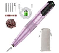 HEBECA Ponceuse pour ongles professionnel - 20000RPM Lime a Ongle Electrique Portable - Ponceuse Ongles sans fil Kit complet de Manucure et Pédicure Polyvalence (Rose)
