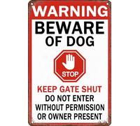 HEBELYX Panneau d'avertissement « No Trespassing » « Beware of Dog » pour clôture « Beware of Dog Do Not Enter » pour porte de maison, cuisine, ferme, jardin, garage, décoration murale, 30,5 x 20,3 cm