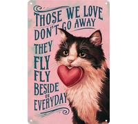 HEBELYX Panneau en métal amusant pour décoration de jardin en forme de chat - Cadeau pour femme « Those We Love Don't Go Away They Fly Beside Us Every Day » - 20,3 x 30,5 cm - 8 - 973