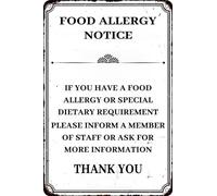 HEBELYX Panneau en métal avec inscription « If You Have A Food Allerdy or Special Dietary Requirement » - Décoration murale pour maison, bar, restaurant, café - 20,3 x 30,5 cm - Eight - 945