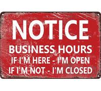 HEBELYX Plaque en métal avec inscription « Business Hours Open And Closed » - Rétro - Vintage - Pour magasins, bars, cafés, salons de coiffure, décoration intérieure et extérieure - 20,3 x 30,5 cm