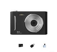 HEBEOT Appareil photo numérique 4K 64 MP CMOS Zoom numérique 8x Écran IPS de 6,1 cm Fonction ralenti Anti-secousses Webcam portable Style rétro pour étudiants adolescents Noir 32 G