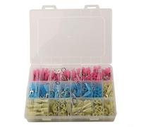 HEBEOT Assortiment de connecteurs de fils thermorétractables avec anneau, fourche, cosses à coque, connecteurs électriques en cuivre isolés étanches pour automobile et induction (boîte combinée de 270