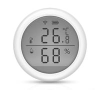 HEBEOT Capteur de température et d'humidité intérieur WiFi Matériau ABS Écran LCD en temps réel Thermomètre et hygromètre Détecteur Compatible avec chambre de bébé ou bureau Blanc
