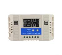 HEBEOT Contrôleur de charge solaire 12 V 24 V avec support multi-batteries pour plomb-acide, lithium-ion et gestion de charge en trois étapes de qualité industrielle, grand écran, intégré (60 A)