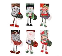 HEBEOT Ensemble de chaussettes de Noël avec espace pour personnalisation - Chaussettes à suspendre conçues pour les enfants et la famille - Matériau en tissu pour une utilisation saisonnière (E)
