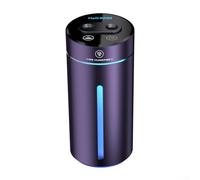 HEBEOT Humidificateur d'air de véhicule 380 ml double pulvérisation rechargeable USB-C avec lumière d'ambiance pour diffuseur d'arômes de voiture (violet)
