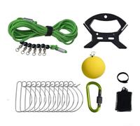 HEBEOT Kit de cordage de poisson vivant avec boucle de verrouillage en acier inoxydable - Équipement de pêche au sol - Piquet anti-enchevêtrement - Corde de 5 m et 10 m (5 m + 12 boucles ventrales)