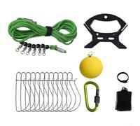 HEBEOT Kit de cordage de poisson vivant avec boucle de verrouillage en acier inoxydable - Équipement de pêche au sol - Piquet anti-enchevêtrement - Corde de 5 m et 10 m (5 m + 12 boucles)