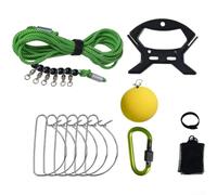 HEBEOT Kit de cordage de poisson vivant avec boucle de verrouillage en acier inoxydable - Équipement de pêche au sol - Piquet anti-enchevêtrement - Corde de 5 m et 10 m (5 m + 6 boucles ventrales)