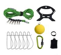 HEBEOT Kit de cordage de poisson vivant avec boucle de verrouillage en acier inoxydable - Équipement de pêche au sol - Piquet anti-enchevêtrement - Corde de 5 m et 10 m (5 m + 6 boucles)