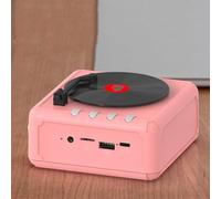 HEBEOT Lecteur CD portable compatible Bluetooth, cartes TF ou clés USB pour les réunions en plein air ou les voyages (rose)