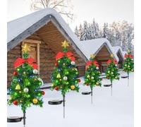 HEBEOT Lot de 2 petites lumières solaires pour sapin de Noël, IP65, décorations de Noël avec branches réglables, 37 x 10 x 9,5 cm