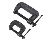 HEBEOT Lot de 2 pinces en C robustes de 2,5 cm et 5,1 cm en fonte malléable, finition noire, forte force de serrage pour le travail du bois et du métal, filetage à faible résistance