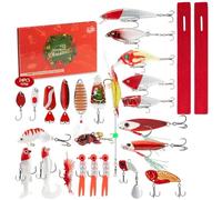 HEBEOT Lot de 24 leurres de pêche en métal avec calendrier de l'Avent - Boîte de rangement avec surprise quotidienne pour les pêcheurs adultes