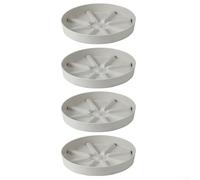 HEBEOT Lot de 4 soucoupes rondes en plastique pour pot de fleurs - Pour intérieur et extérieur - Bac épais de rétention d'eau pour jardin, maison, bureau - Blanc, vert, gris (blanc cassé, 30 cm)