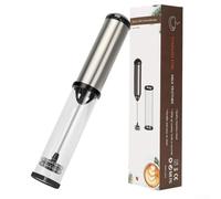 HEBEOT Mousseur à lait électrique portatif en acier inoxydable Fouet électrique anti-chute avec couvercle de protection transparent pour crème, mousseur à café, laitue, fouet 24,3 x 3,48 cm