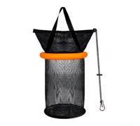 HEBEOT Panier de pêche flottant pliable en nylon avec anneau en mousse flottant, maille épaisse, large ouverture sur le dessus, corde réglable, design portable pour le stockage et la récupération