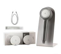 HEBEOT Pomme de douche haute pression avec 230 trous pour une pluie douce et un spray de massage 3D économiseur d'eau Panneau amovible anti-encrassement pour salle de bain Spa Expérience Gris (C)