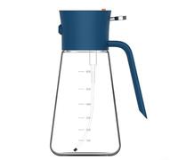 HEBEOT Pulvérisateur d'huile et de vinaigre 2 en 1 en verre borosilicate pour la cuisson, la cuisson, le grill, la friteuse avec couvercle contrôlé par interrupteur et amélioration (bleu)