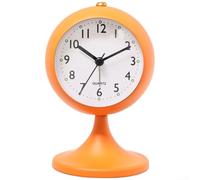 HEBEOT Réveil en métal sphérique trompette horloge murale lumineuse petite horloge murale ronde veilleuse horloge murale pour chambre à coucher et salon 17,7 x 11 x 10 cm (orange)