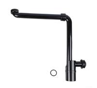 HEBEOT Siphon d'évier de 6,35 mm pour lavabo de salle de bain, siphon de lavabo réglable, anti-odeur, tuyau de vidange pour petites salles de bains ou espaces restreints (noir)