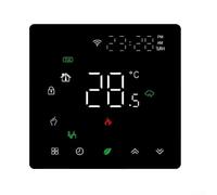 HEBEOT Thermostat programmable WiFi intelligent avec commande vocale pour chauffage au sol et eau électrique, six périodes, précision de 0,5 °C, application et support, 8,6 x 8,6 cm Bla