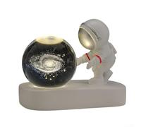 HEBEOT Veilleuse 3D Astronaute Boule de Cristal Planète Espace Lampe Cadeau Enfant 6 cm Lampe de chevet Décoration de table (Voie lactée)