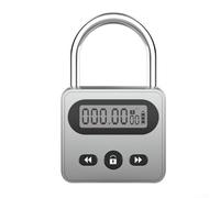 HEBEOT Verrou électronique en métal avec affichage LCD - Interrupteur numérique - Rechargeable par USB - Compte à rebours de 999 heures - Pour la maison (gris clair)