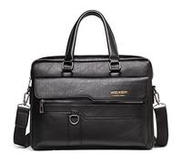 Hebetag Petit sac à bandoulière en cuir pour homme et femme, pour l'extérieur, les voyages, les affaires, #20 Noir (PU)