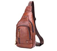 Hebetag Sac à bandoulière en cuir sac à dos de randonnée pour hommes femmes voyage en plein air Camping pêche bandoulière épaule poitrine sac à dos