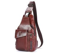 Hebetag Sac à dos à bandoulière en cuir pour homme et femme Sac à dos polyvalent décontracté, #05Café, Taille unique