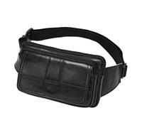 Hebetag Sac banane en cuir pour homme et femme - Pour l'extérieur, les voyages, la randonnée, le camping, la marche, la course à pied - Ceinture fine pour téléphone portable - Pochette #10noir