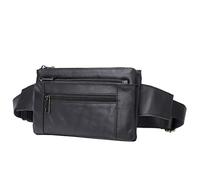 Hebetag Sac Banane en Cuir pour Homme et Femme - pour Voyage, Sports de Plein air, Course à Pied, Marche, randonnée, Ceinture Ventrale Fine pour téléphone Portable, Noir