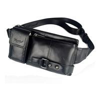 Hebetag Sac banane en cuir pour homme et femme, sac banane pour voyage, randonnée, course à pied, téléphone portable, pochette à main, #18Noir, One Size, Cyclisme, plein air