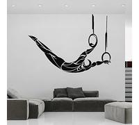 HEBIQUAN Air Gymnastics Vinyl Wall Sticker Air Athlète Gymnastique Autocollant Hobby Home Decor Gymnaste Mural, 22 Noir, 57x79cm