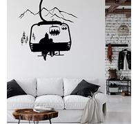 HEBIQUAN Ski Lift Wall Vinyl Decal Winter Sports Sticker Gift Ski Wall Decor Sports Wall Art, noir, 110x112cm
