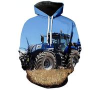 HEBIQUAN Tracteur Bleu 3D à Capuche Hommes Dames Pulls décontractés Couples Sweats en Plein air Hauts Adultes