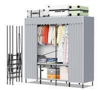Hebitod Armoire en tissu solide 178 x 170 x 48 cm avec structure en tube d'acier, construction pliable avec renfort, capacité de charge jusqu'à 100 kg, protection contre la poussière et les regards
